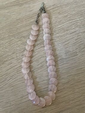Wendy Mink Rose Quartz Disc Necklace in Pale Pink